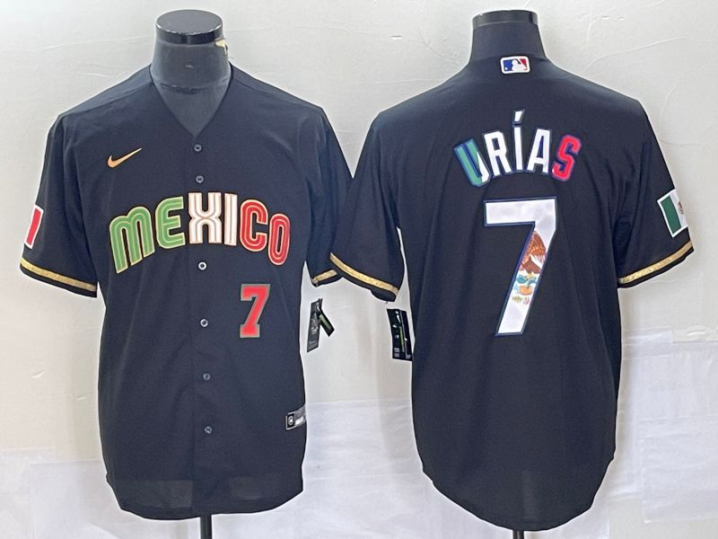 Men 2023 World Cub Mexico 7 Urias Black Nike MLB Jersey style 9184